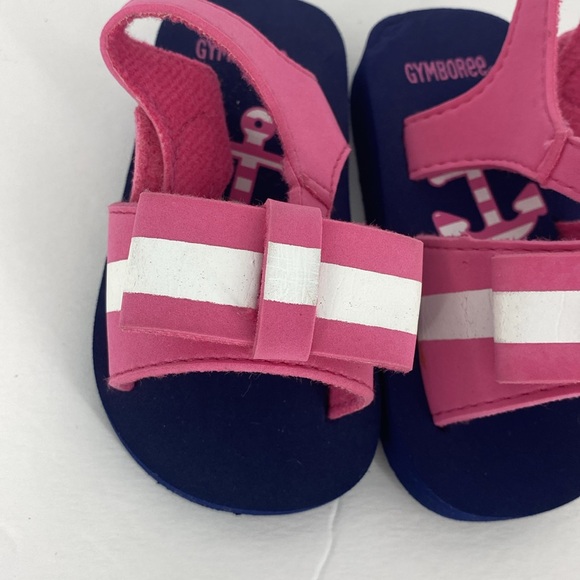 Gymboree Infant Baby Girl Soft Pink and Navy Sandals Size 3 to 4 - Picture 3 of 6